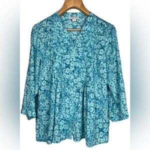 Coldwater Creek Button Down Blue Floral Blouse Top | Size: PM